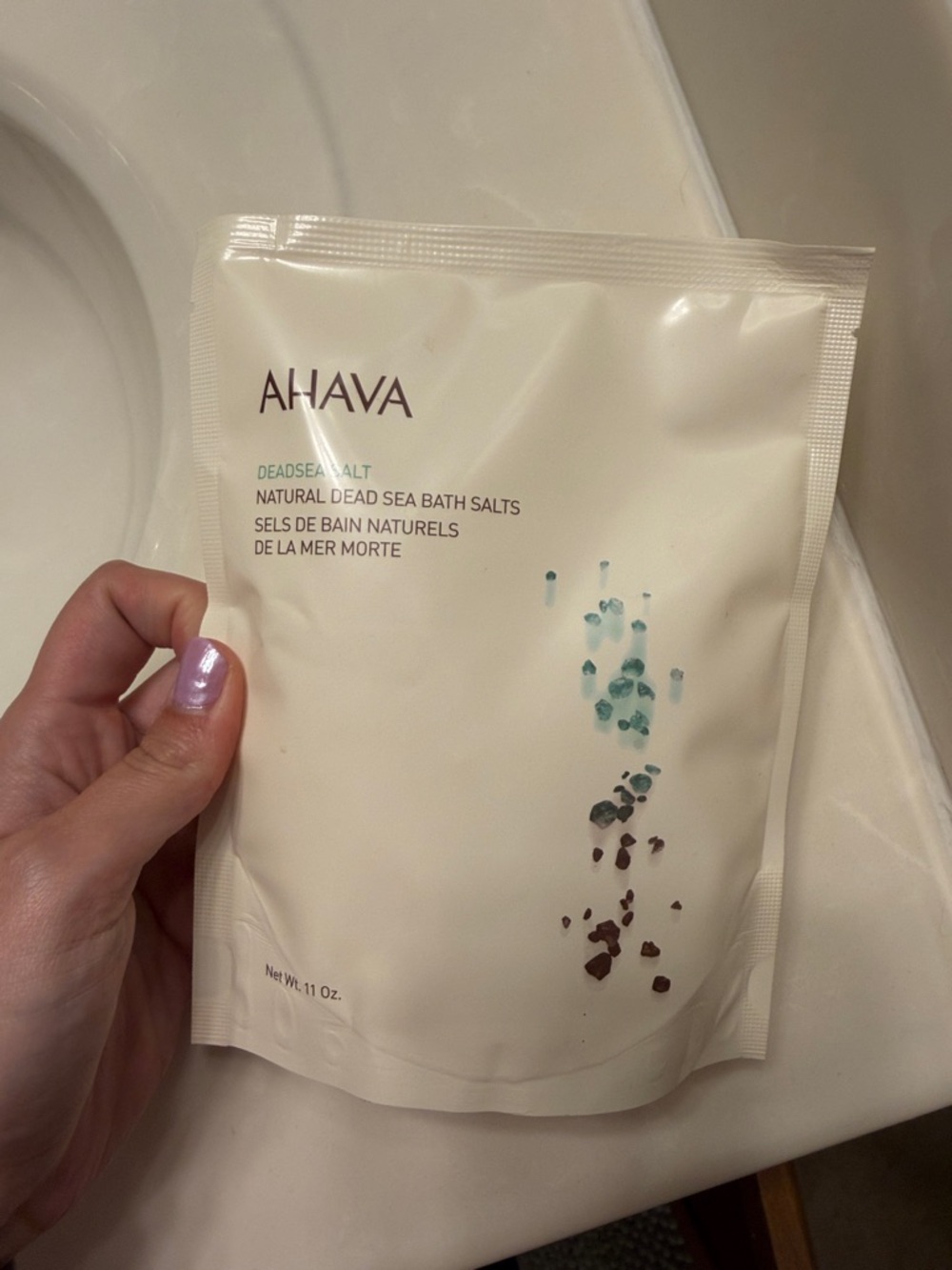 AHAVA Cream Pouch with Aqua and Brown bath salts